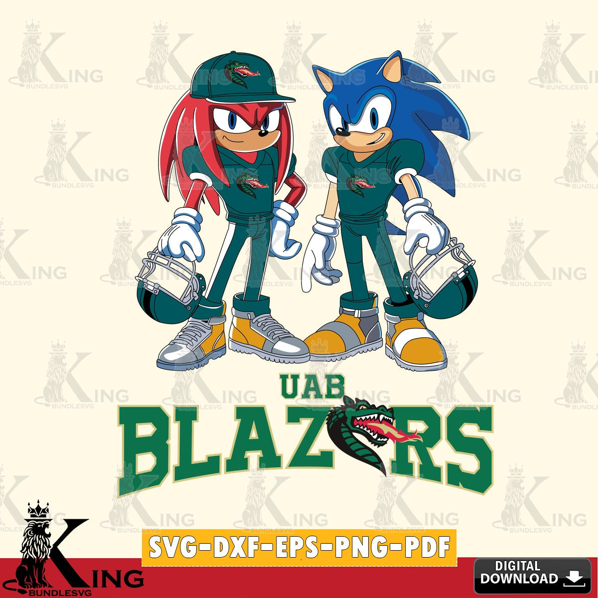 UAB Blazers Sonic And Knuckles Player Football SVG file, Vector , Digital Download , PDF File , Instant Download