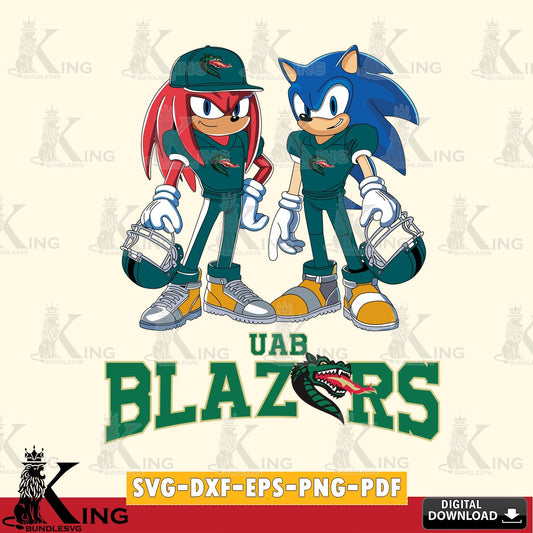 UAB Blazers Sonic And Knuckles Player Football SVG file, Vector , Digital Download , PDF File , Instant Download