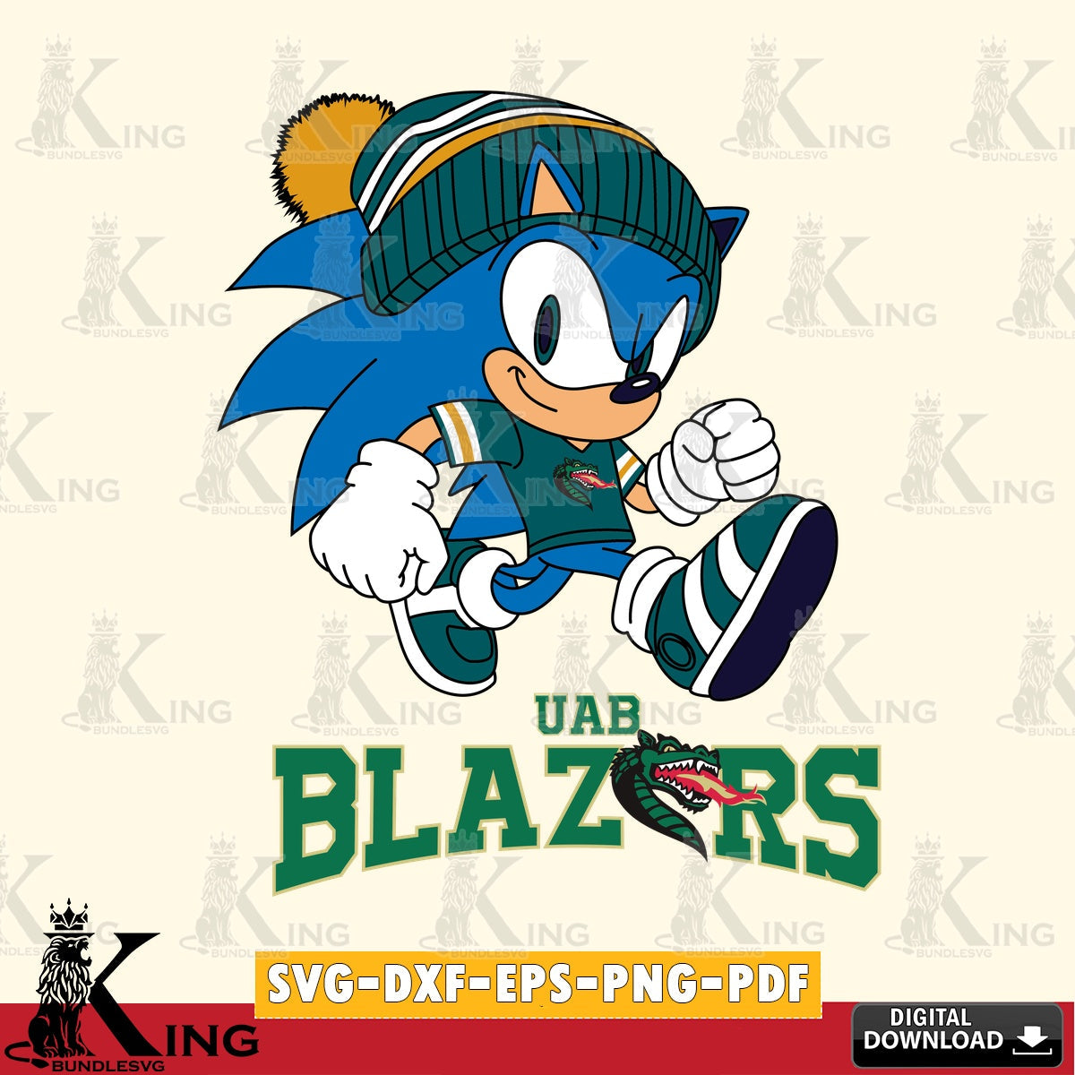 UAB Blazers Sonic Football SVG file, Vector , Digital Download , PDF File , Instant Download