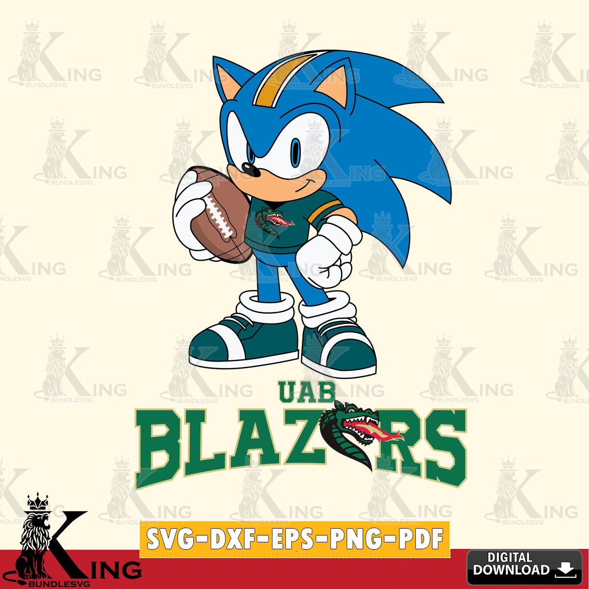 Digital download featuring UAB Blazers Sonic Game Day Ready design SVG cut file for personalized gifts and laser projects