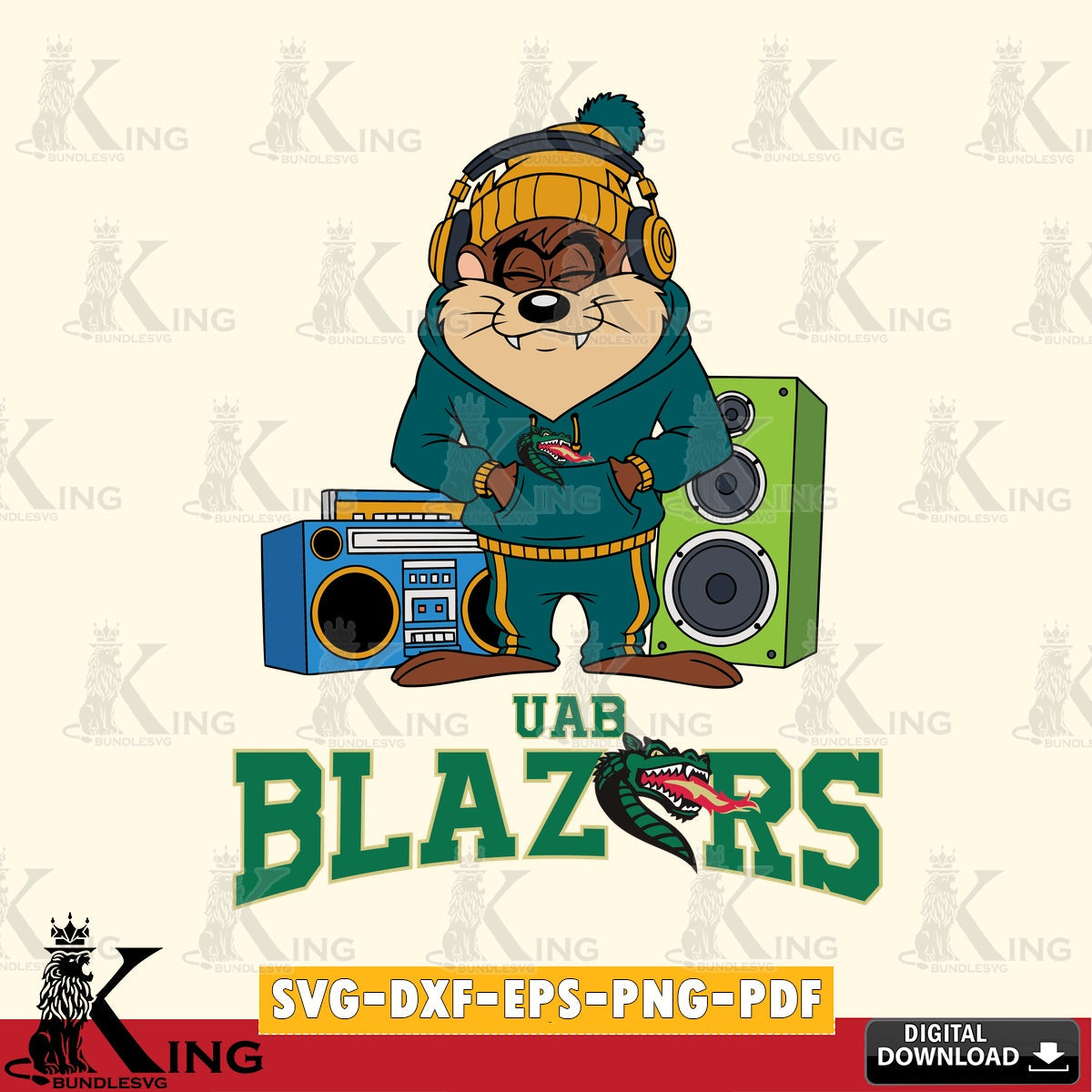 UAB Blazers Taz Hip Hop SVG file, Cut file  , Digital Download , Instant Download, Taz svg, NCAA svg