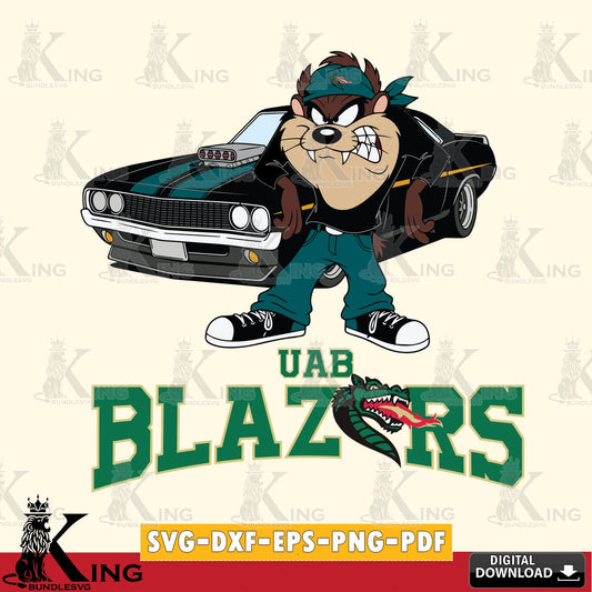 UAB Blazers Taz Racing Car SVG file, Cut file  , Digital Download , Instant Download, Taz svg, NCAA svg