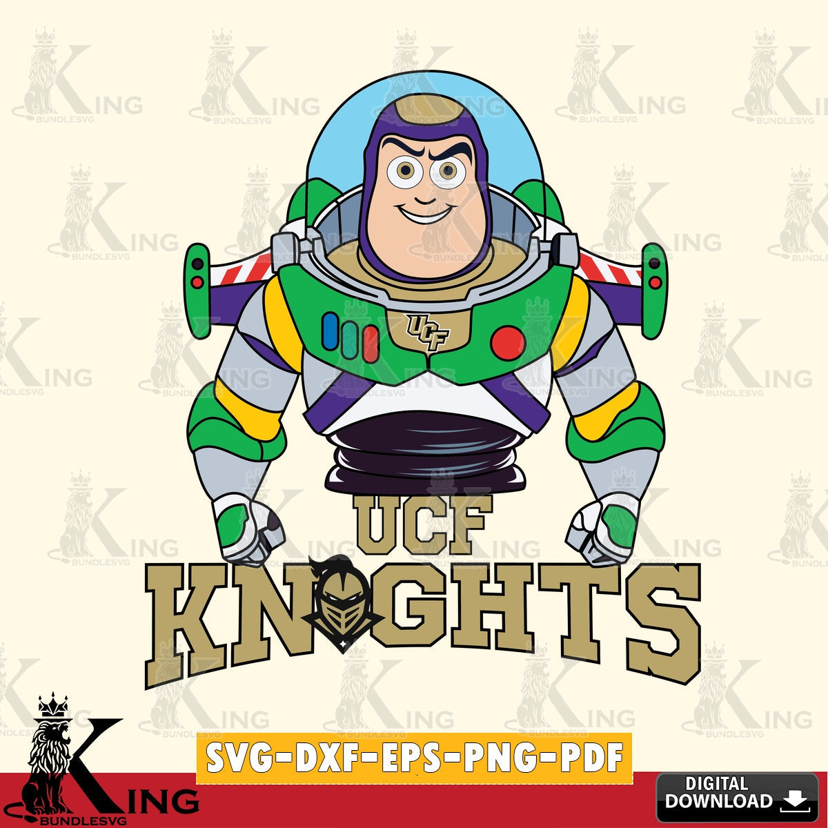 Detailed illustration of UCF Knights Buzz Lightyear Football, versatile clip art for stickers, decals, and mugs