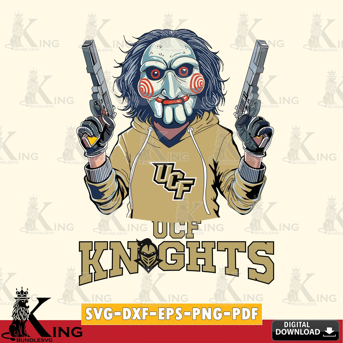 Detailed illustration of UCF Knights Jigsaw Billy Football, NCAA file cut, SVG cut file for personalized gifts and laser projects