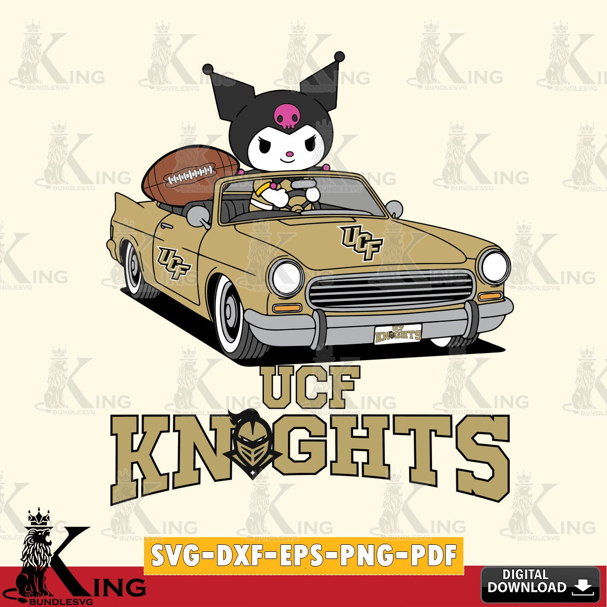 UCF Knights Kuromi Car Football Game SVG file, Cricut, Cut file  , Digital Download , Instant Download, Sanrio svg, Clipart
