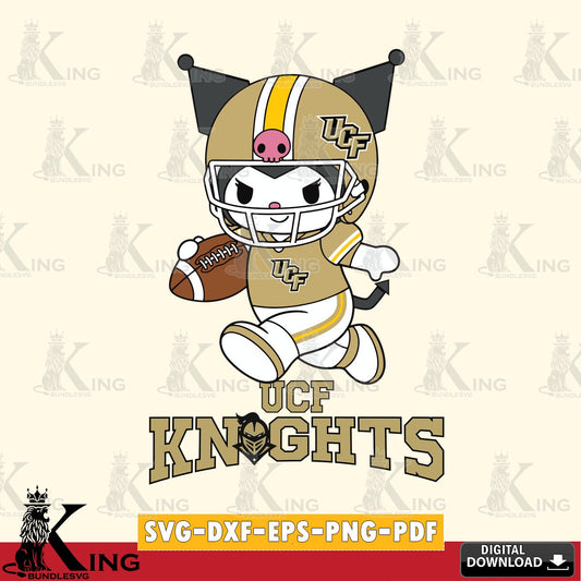 UCF Knights Kuromi Football Run SVG file, Cricut, Cut file  , Digital Download , Instant Download, Sanrio svg, Clipart