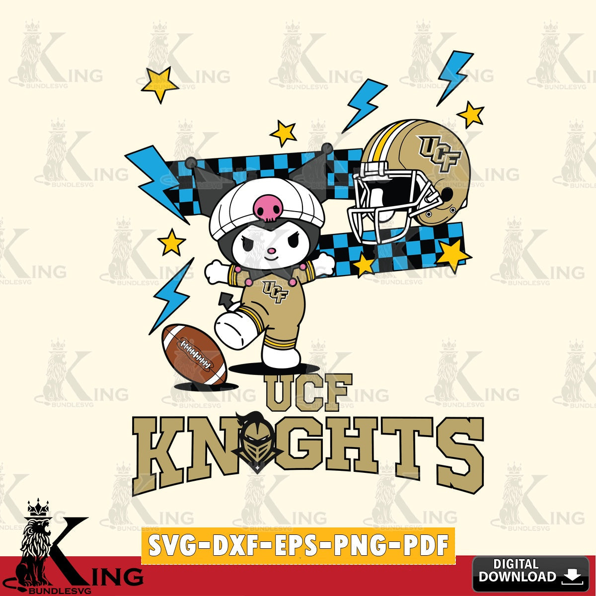 UCF Knights Kuromi Game Day SVG file, Cricut, Cut file  , Digital Download , Instant Download, Sanrio svg, Clipart