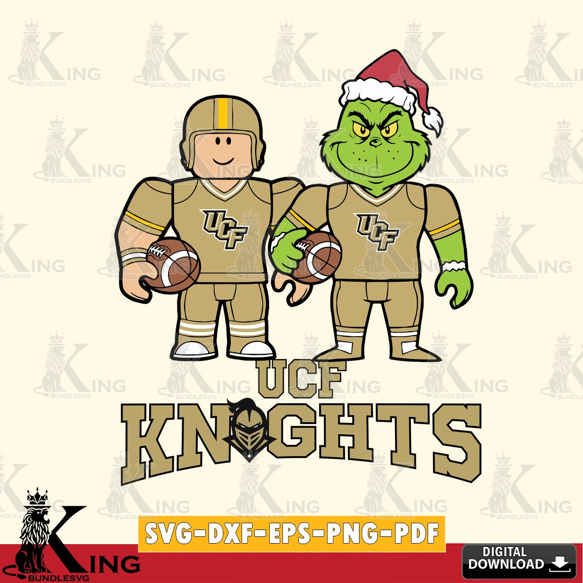 UCF Knights Roblox & Grinch Football SVG file , NCAA Cricut,  File cut , Digital Download , PDF File
