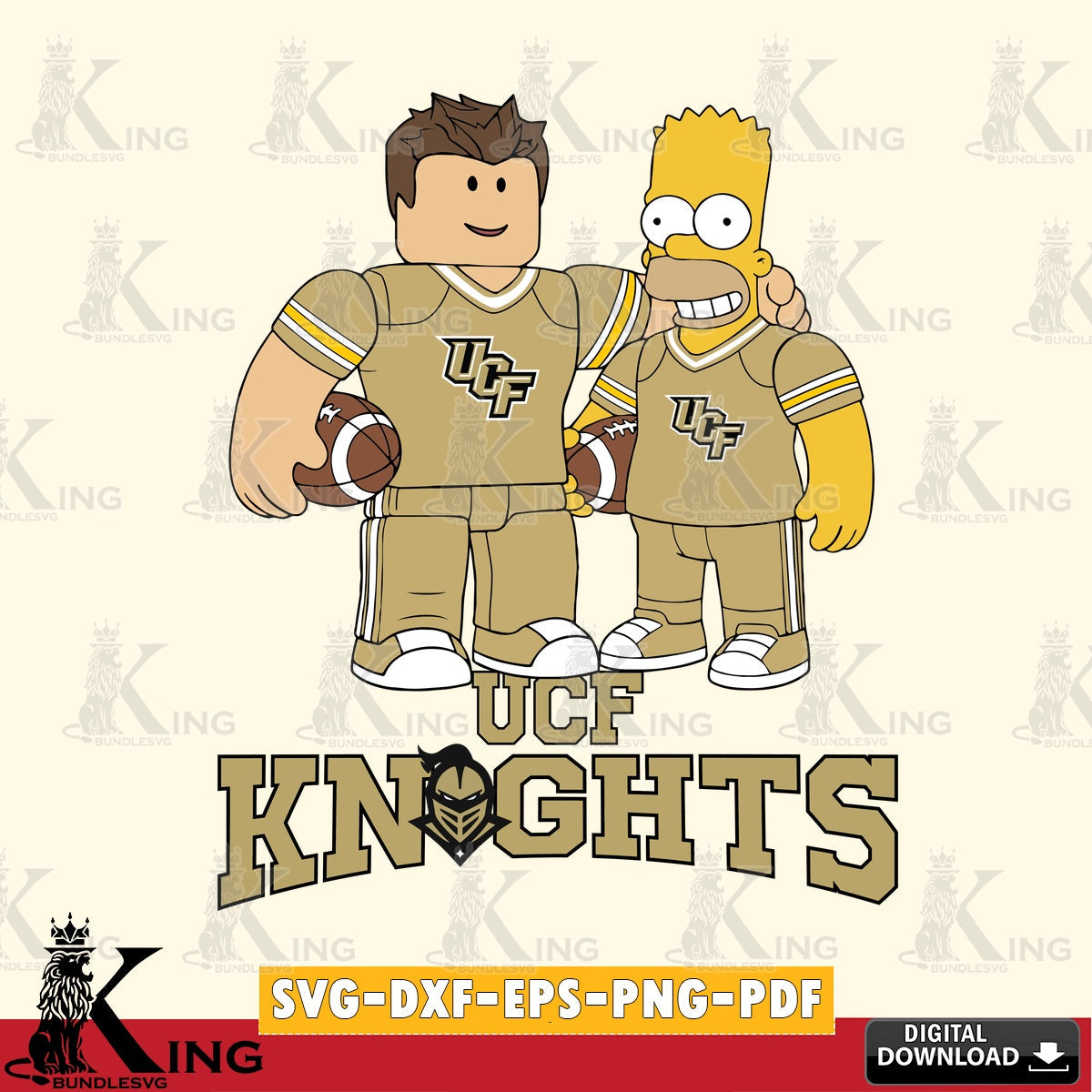 UCF Knights Roblox & Homer Simpson Football SVG file , NCAA Cricut,  File cut , Digital Download , PDF File