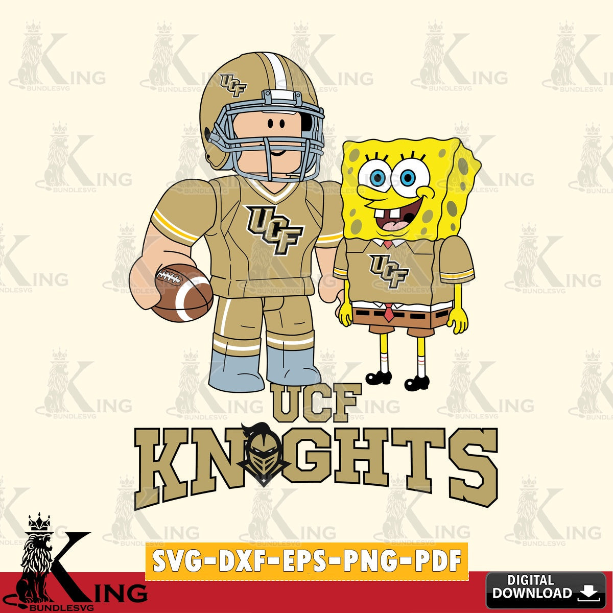 UCF Knights Roblox & Spongebob Football SVG file , NCAA Cricut,  File cut , Digital Download , PDF File