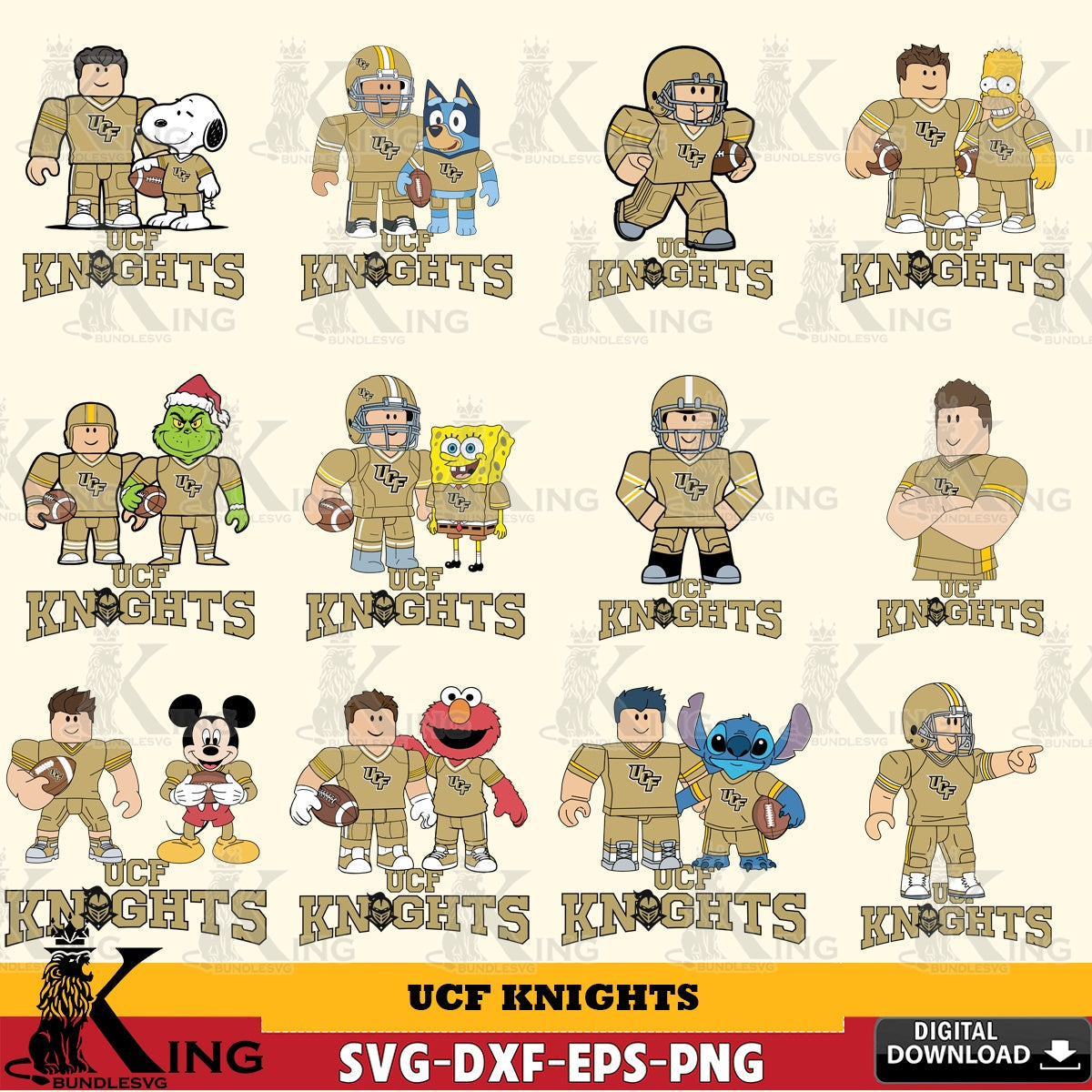 UCF Knights Roblox With Friends football NCAA Bundle SVG file , NCAA Cricut,  File cut , Digital Download , PDF File