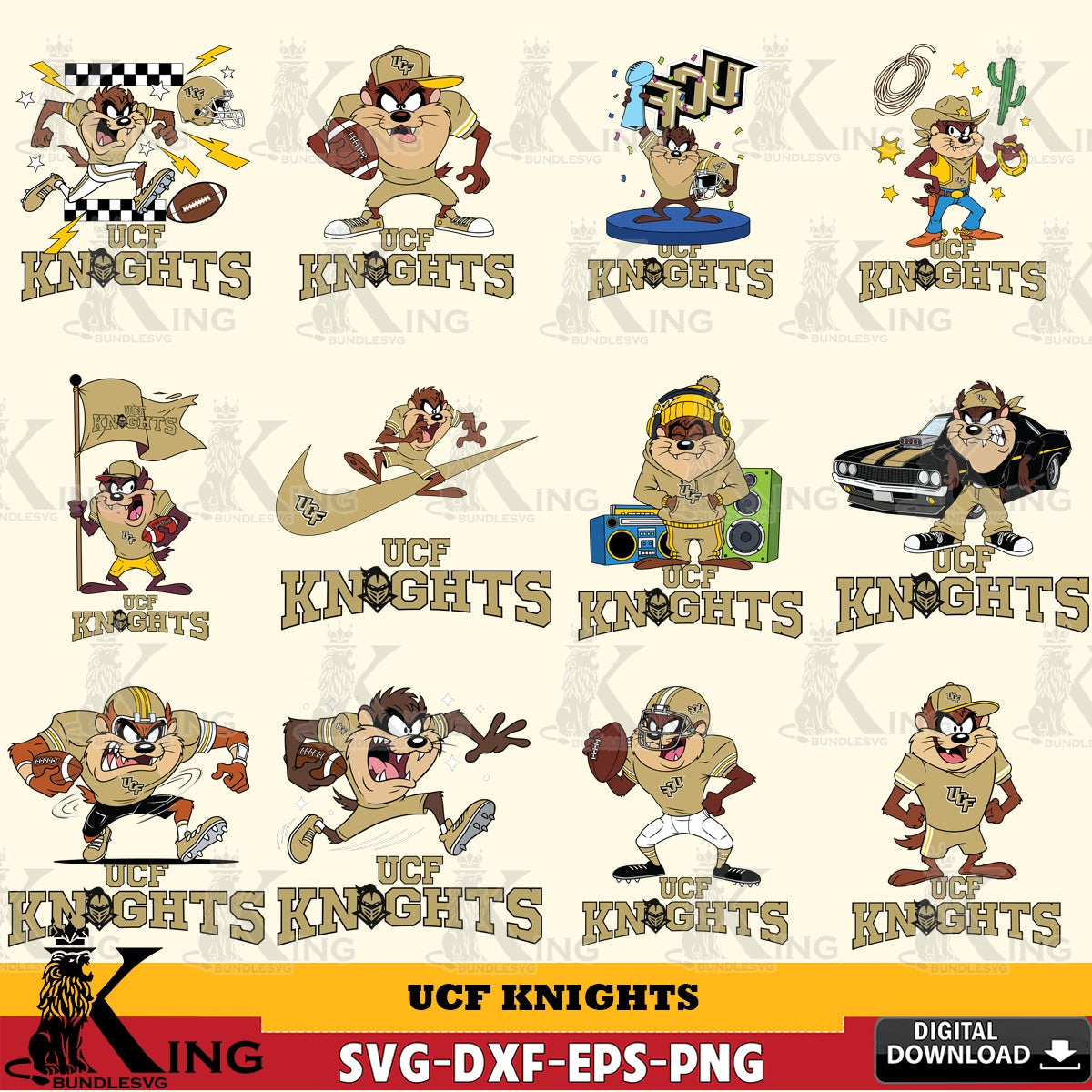 UCF Knights Taz Football NCAA Bundle SVG file, Cut file  , Digital Download , Instant Download, Taz svg, NCAA svg