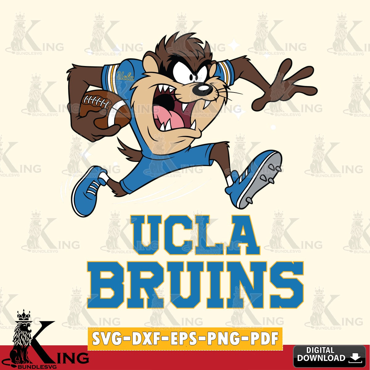 UCLA Bruins Angry Taz Football SVG file, Cut file  , Digital Download , Instant Download, Taz svg, NCAA svg