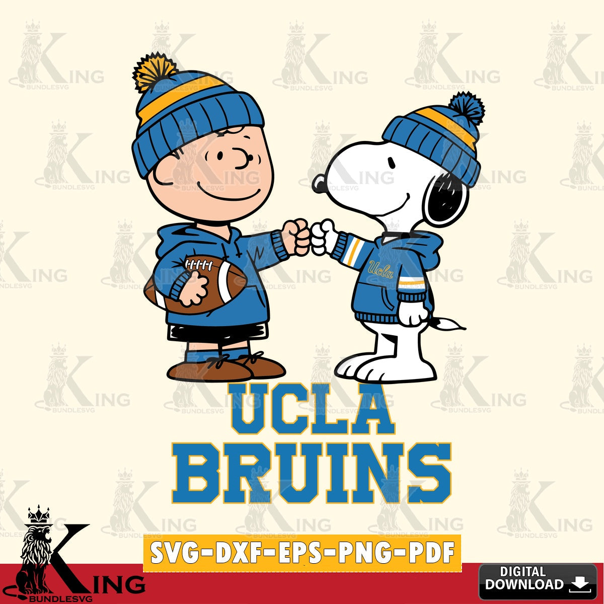 UCLA Bruins CharlieBrown Football Fist Bump SVG, Cricut, Cut file  , Digital Download , Instant Download, Peanuts svg, NCAA svg, Football svg, Sport svg