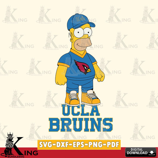 Digital download featuring UCLA Bruins Homer Simpson football, a printable vector design for sublimation and crafts