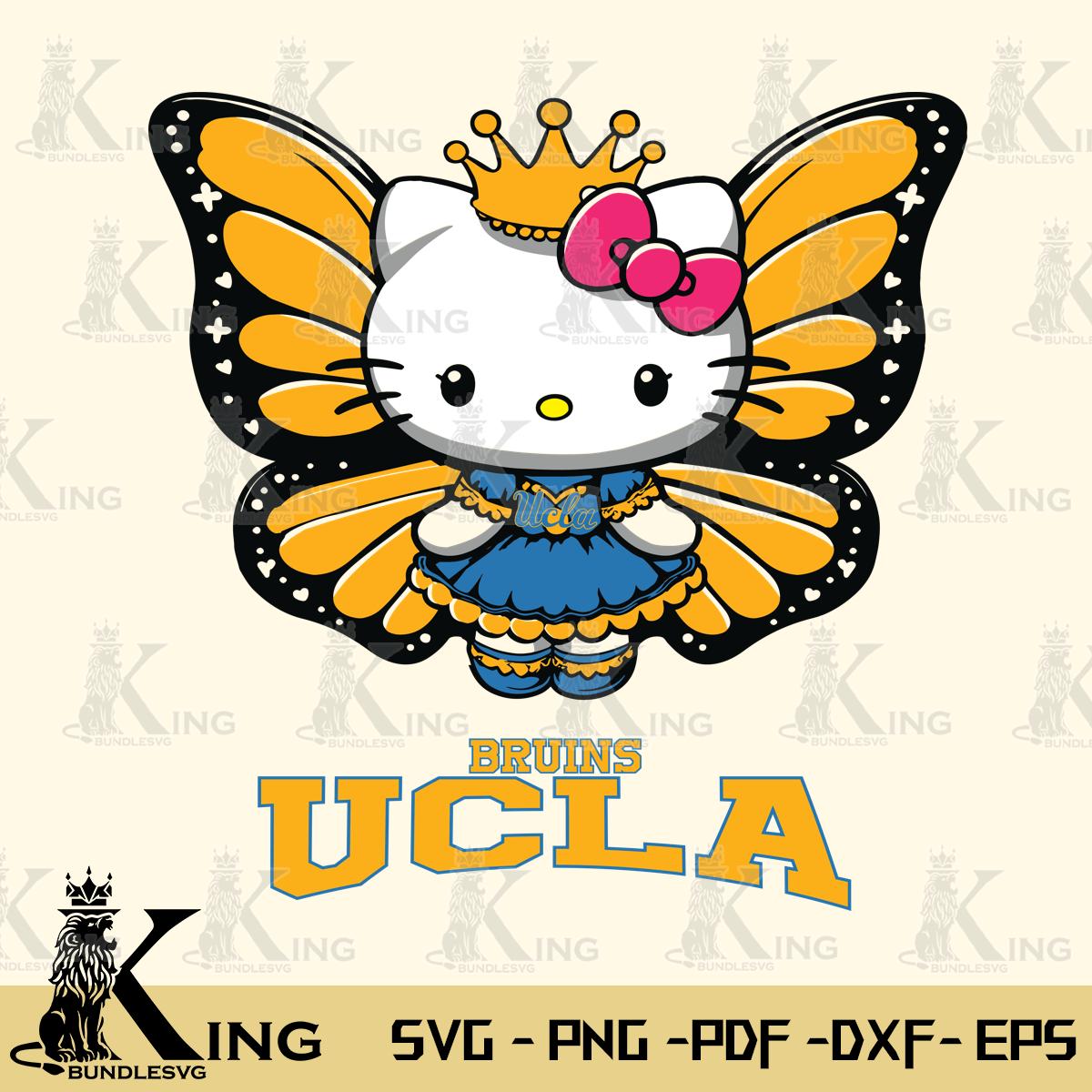 UCLA Bruins Kitty Wings & Flowers Svg Eps Dxf Png File, Digital Download