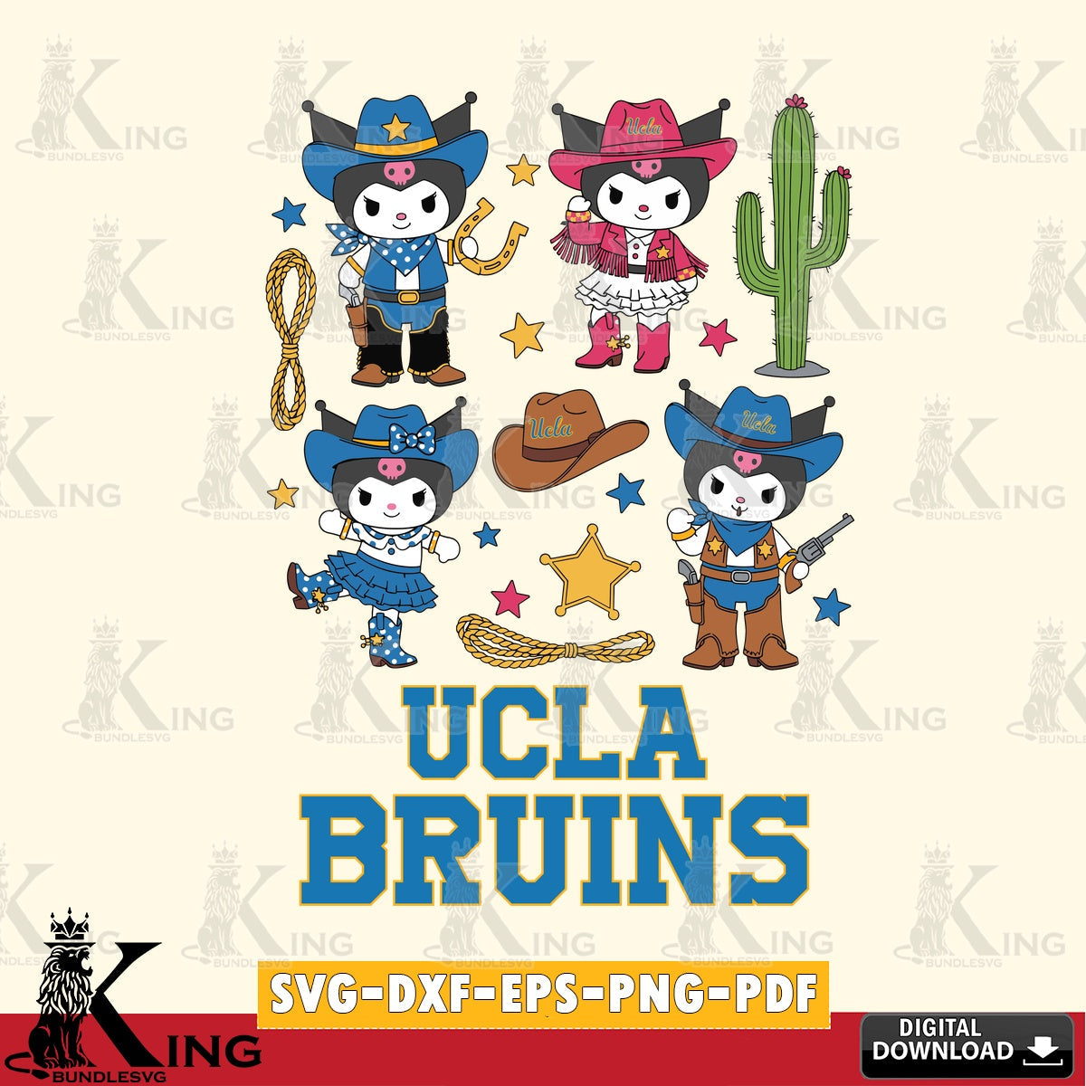 UCLA Bruins Kuromi Cowboy Western SVG file, Cricut, Cut file  , Digital Download , Instant Download, Sanrio svg, Clipart