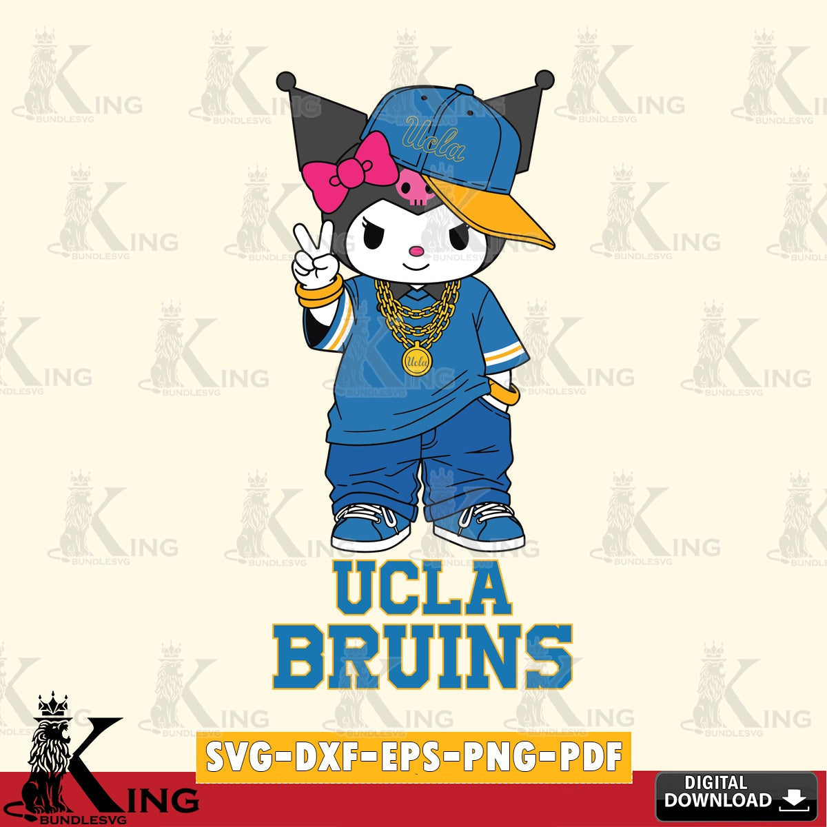 UCLA Bruins Kuromi Streetwear Style SVG file, Cricut, Cut file  , Digital Download , Instant Download, Sanrio svg, Clipart