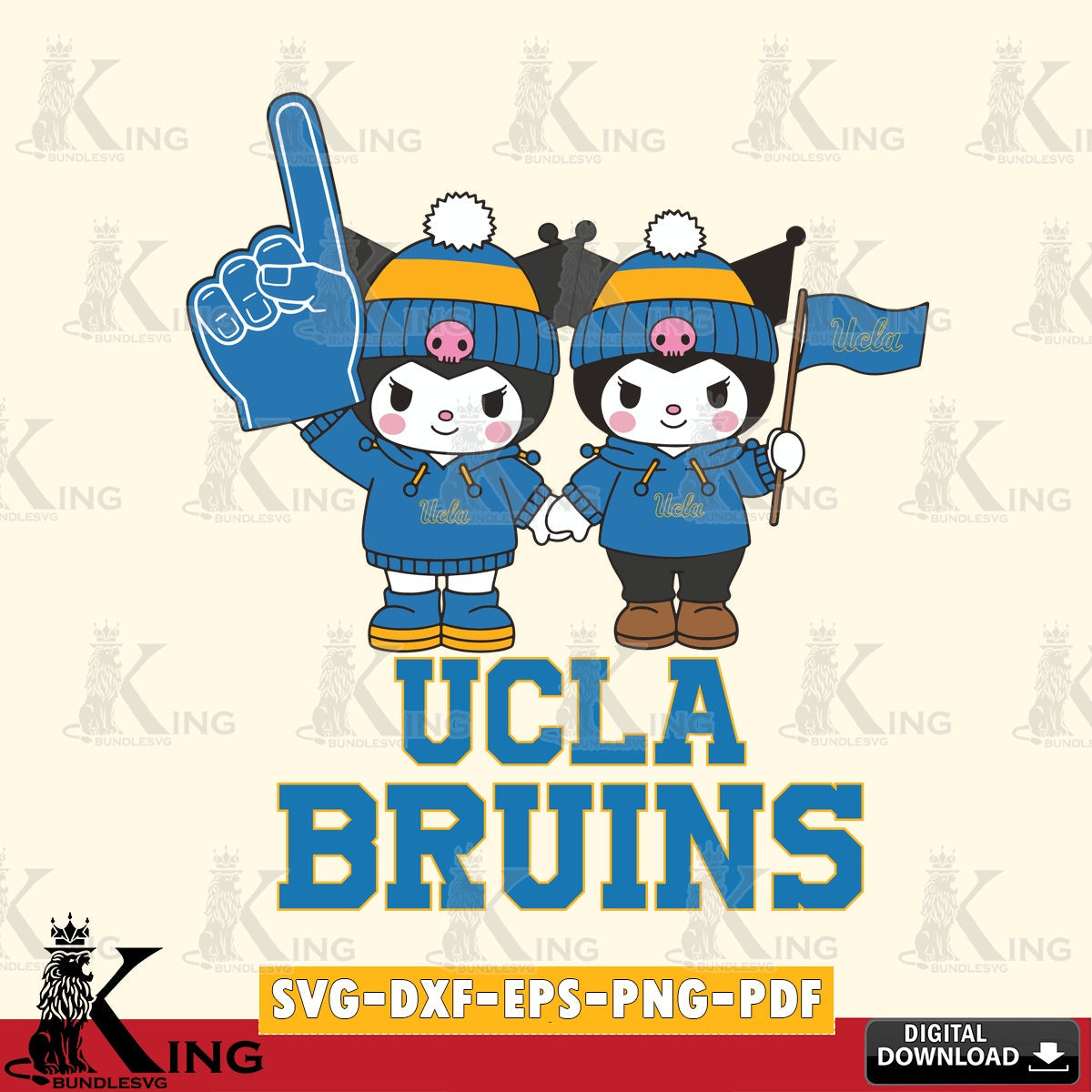 UCLA Bruins Kuromi rugby Fan SVG file, Cricut, Cut file  , Digital Download , Instant Download, Sanrio svg, Clipart