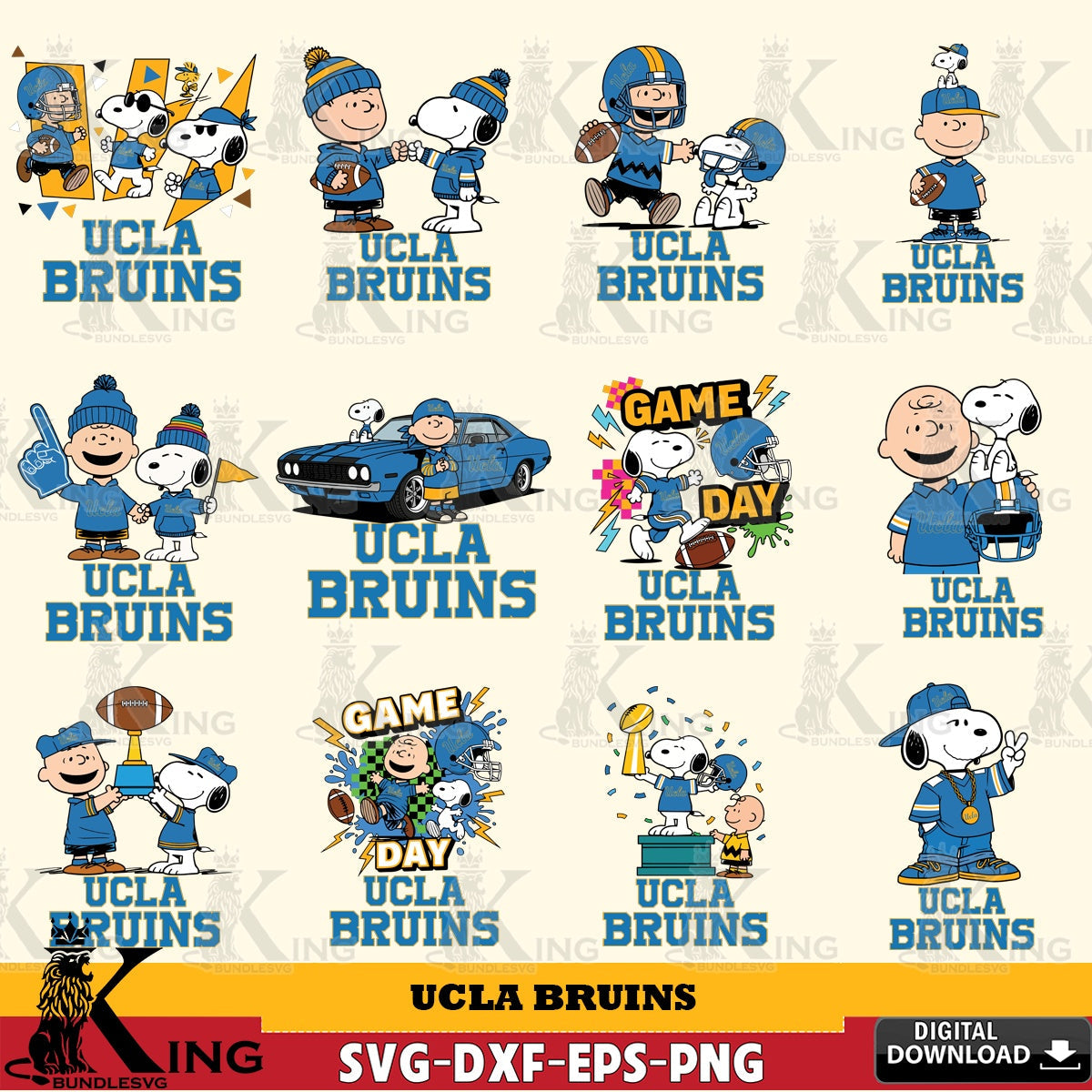 UCLA Bruins Peanuts Football NCAA Bundle SVG, Cricut, Cut file  , Digital Download , Instant Download, Peanuts svg, NCAA svg, Football svg, Sport svg