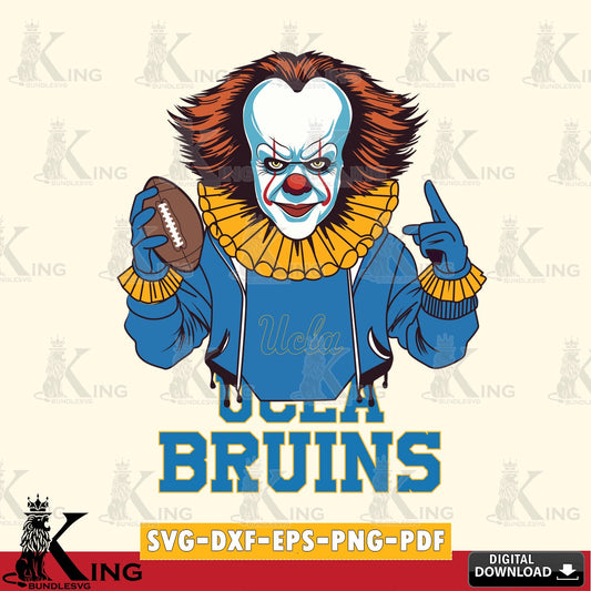 Modern graphic depicting UCLA Bruins Pennywise player football, a crafting file for iron-on transfer and vinyl decals