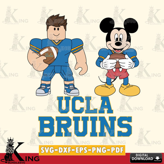 UCLA Bruins Roblox & Mickey Football SVG file , NCAA Cricut,  File cut , Digital Download , PDF File