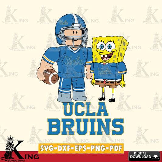 UCLA Bruins Roblox & Spongebob Football SVG file , NCAA Cricut,  File cut , Digital Download , PDF File