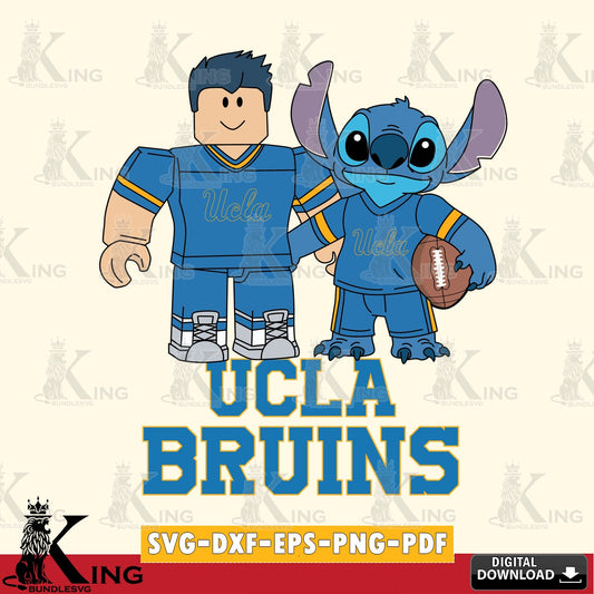 UCLA Bruins Roblox & Stitch Football SVG file , NCAA Cricut,  File cut , Digital Download , PDF File