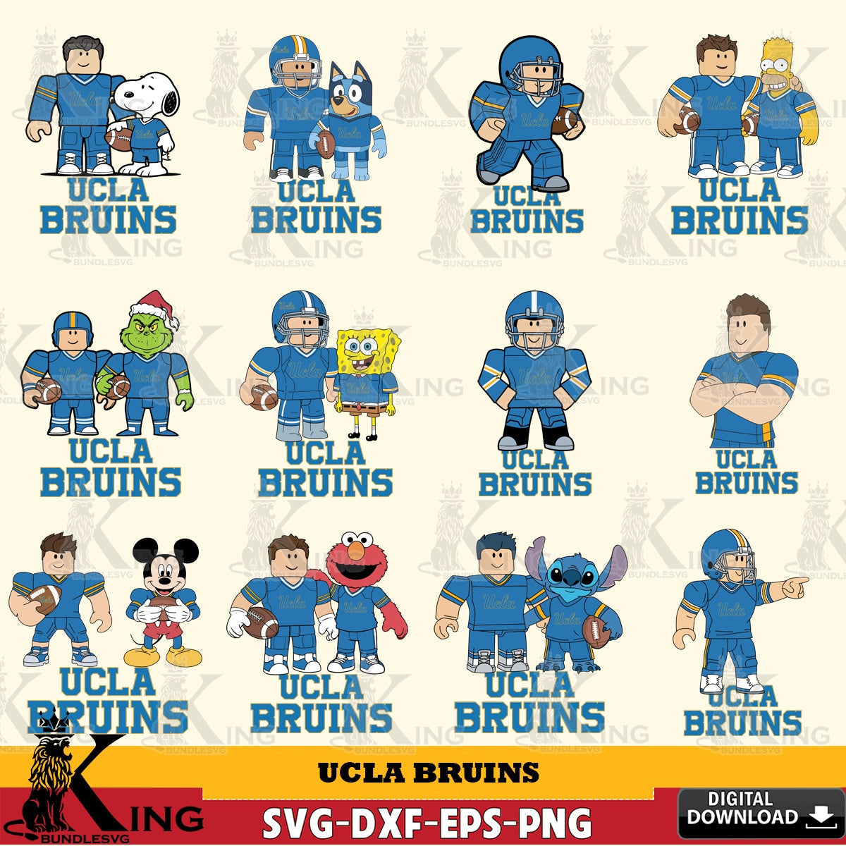 UCLA Bruins Roblox With Friends football NCAA Bundle SVG file , NCAA Cricut,  File cut , Digital Download , PDF File