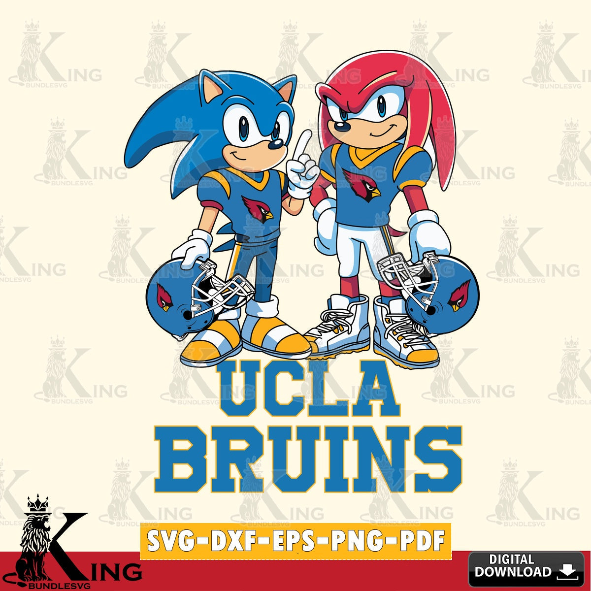 UCLA Bruins Sonic And Knuckles Football SVG file, Vector , Digital Download , PDF File , Instant Download