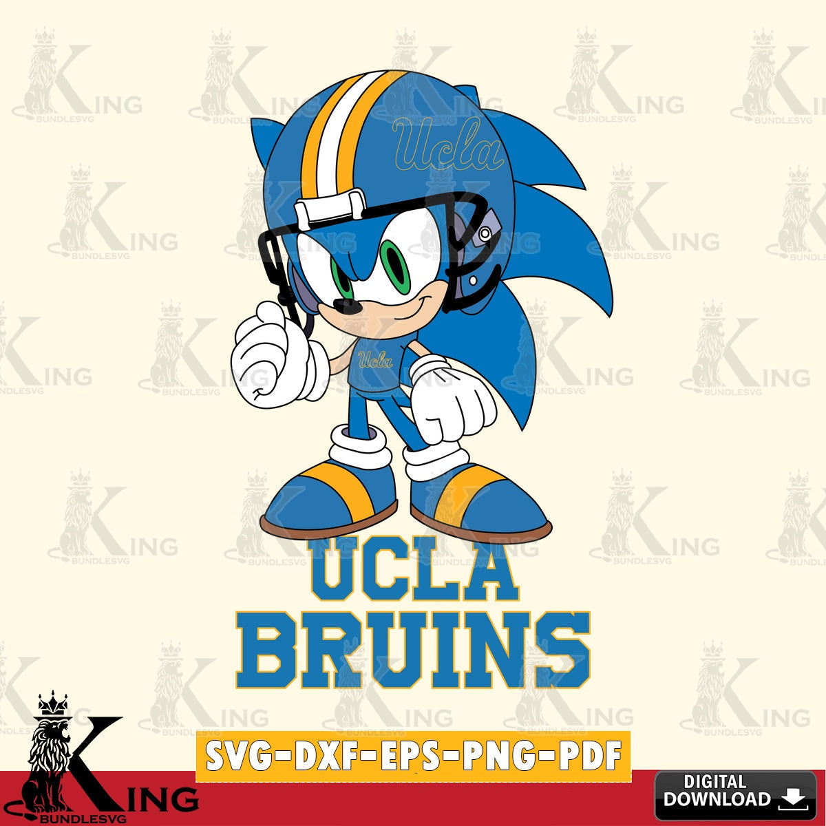 UCLA Bruins Sonic Football Mascot SVG file, Vector , Digital Download , PDF File , Instant Download