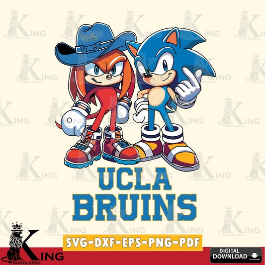 Beautiful illustration of UCLA Bruins Sonic & Knuckles football mascot vector art for engraving, cutting, and printing.