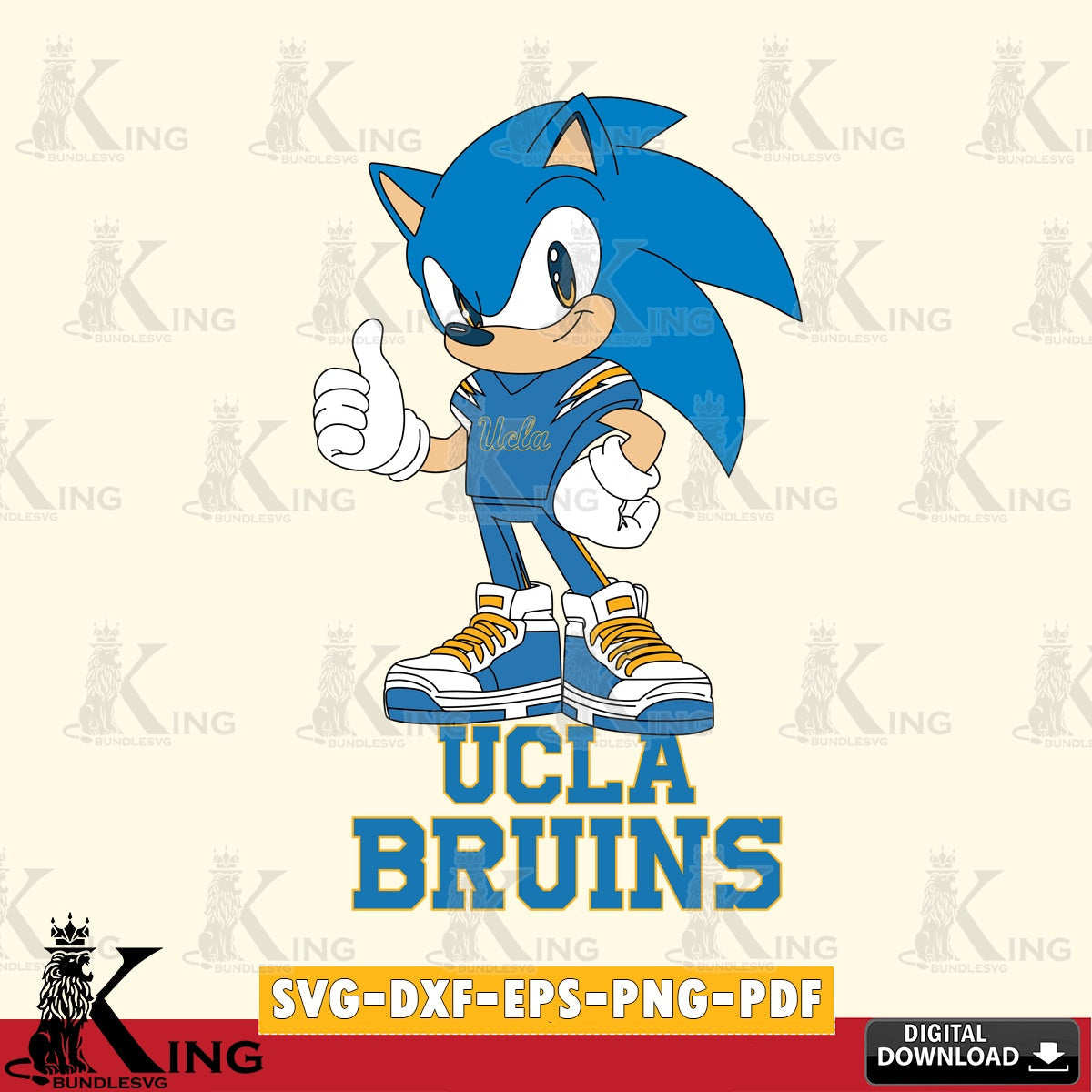 UCLA Bruins Sonic Like Football SVG file, Vector , Digital Download , PDF File , Instant Download