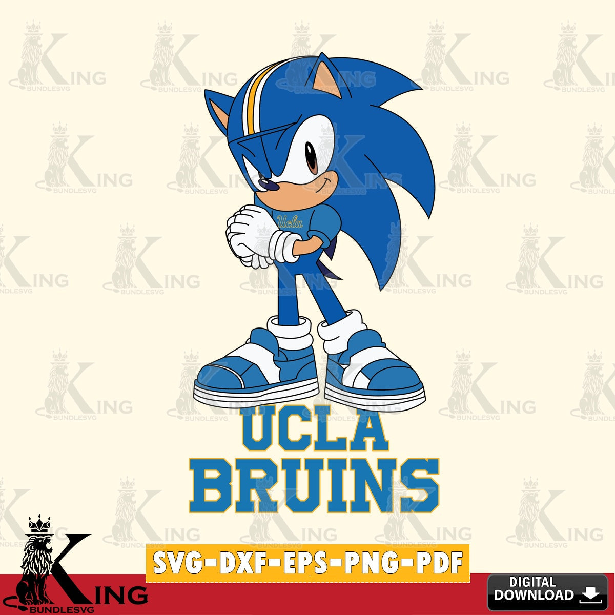 UCLA Bruins Sonic cute Football SVG file, Vector , Digital Download , PDF File , Instant Download
