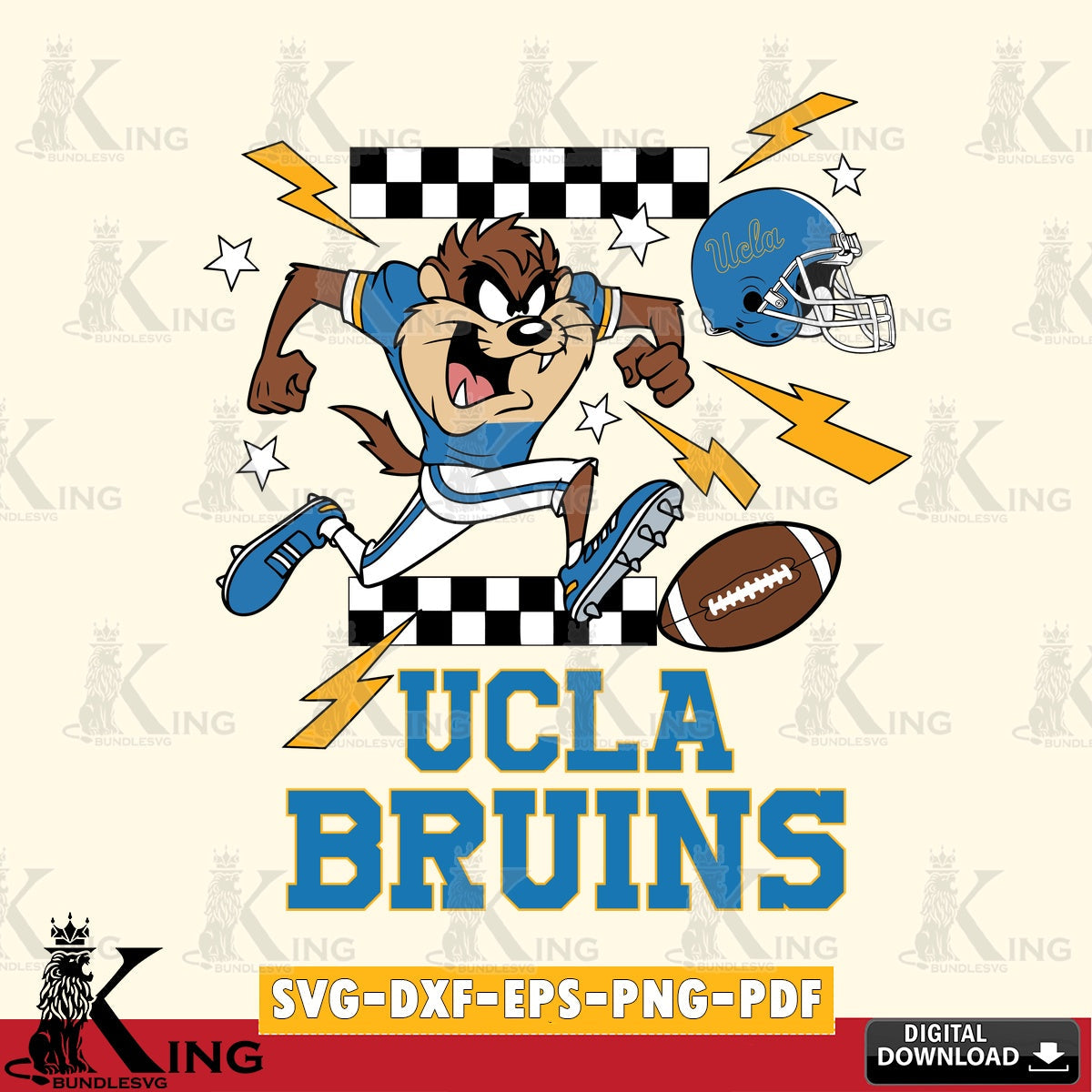 UCLA Bruins Taz Football Lightning SVG file, Cut file  , Digital Download , Instant Download, Taz svg, NCAA svg