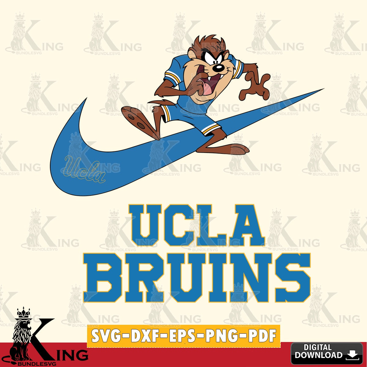 UCLA Bruins Taz Football Nike SVG file, Cut file  , Digital Download , Instant Download, Taz svg, NCAA svg