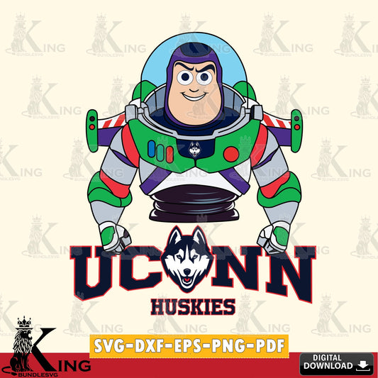 High-quality graphic of UConn Huskies Buzz Lightyear Football, digital file for silhouette cameo and cricut projects