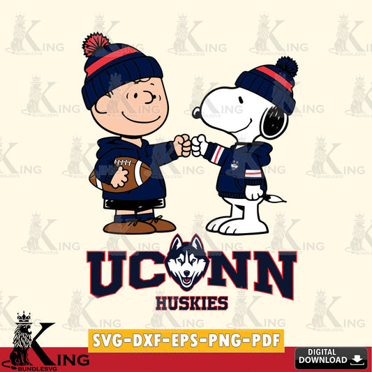 UConn Huskies CharlieBrown Football Fist Bump SVG, Cricut, Cut file  , Digital Download , Instant Download, Peanuts svg, NCAA svg, Football svg, Sport svg