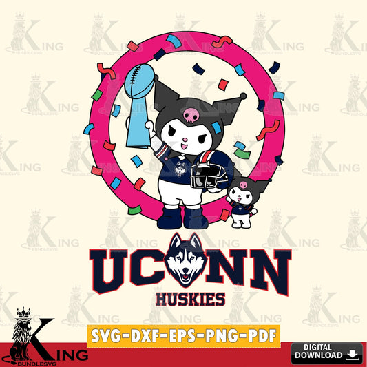 UConn Huskies Kuromi Football Champion SVG file, Cricut, Cut file  , Digital Download , Instant Download, Sanrio svg, Clipart
