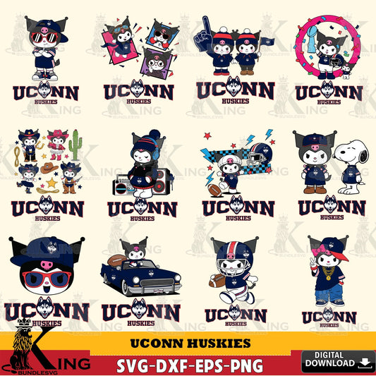 UConn Huskies Kuromi Football Jersey NCAA Bundle SVG file, Cricut, Cut file  , Digital Download , Instant Download, Sanrio svg, Clipart
