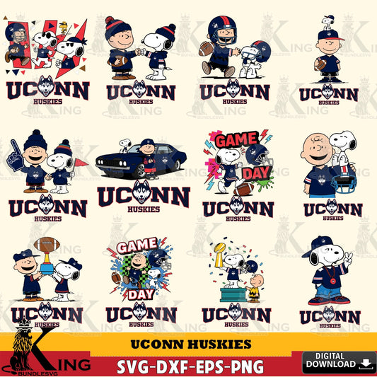 UConn Huskies Peanuts Football NCAA Bundle SVG, Cricut, Cut file  , Digital Download , Instant Download, Peanuts svg, NCAA svg, Football svg, Sport svg