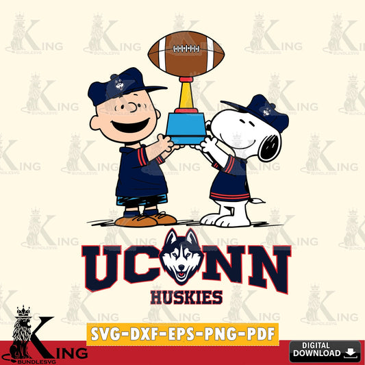 UConn Huskies Peanuts Football Trophy SVG, Cricut, Cut file  , Digital Download , Instant Download, Peanuts svg, NCAA svg, Football svg, Sport svg