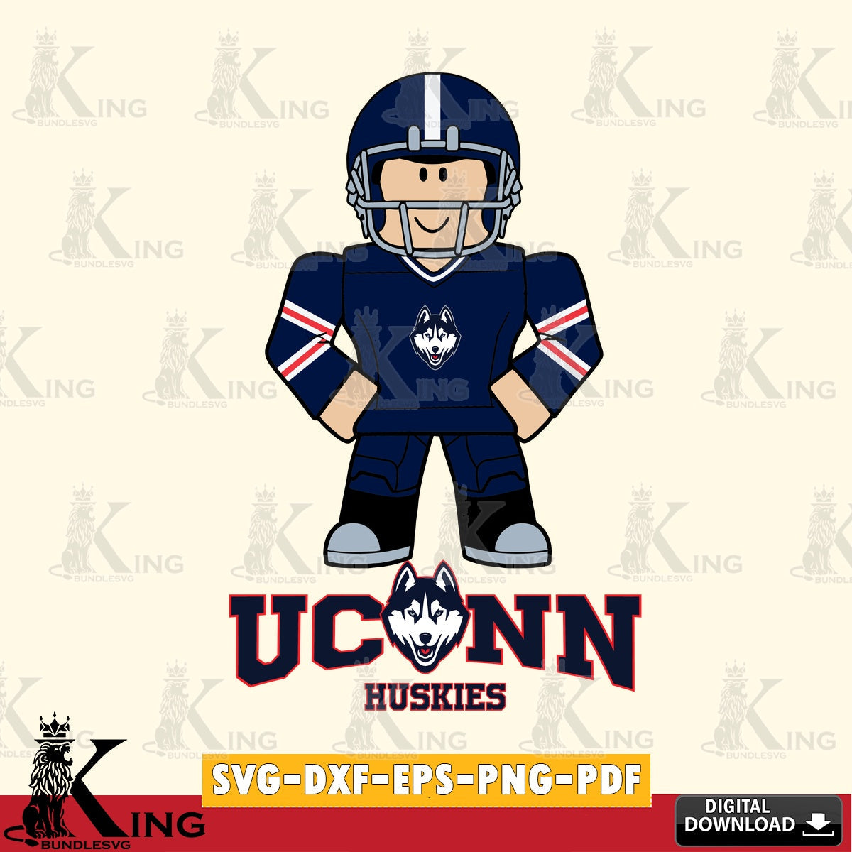 UConn Huskies Roblox Cool Football SVG file , NCAA Cricut,  File cut , Digital Download , PDF File