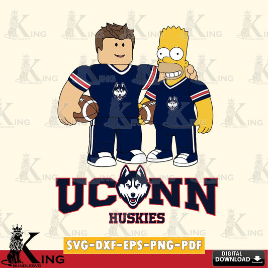 UConn Huskies Roblox & Homer Simpson Football SVG file , NCAA Cricut,  File cut , Digital Download , PDF File