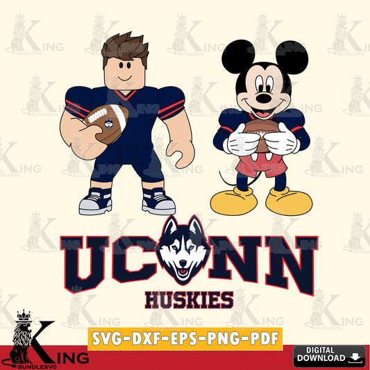 UConn Huskies Roblox & Mickey Football SVG file , NCAA Cricut,  File cut , Digital Download , PDF File