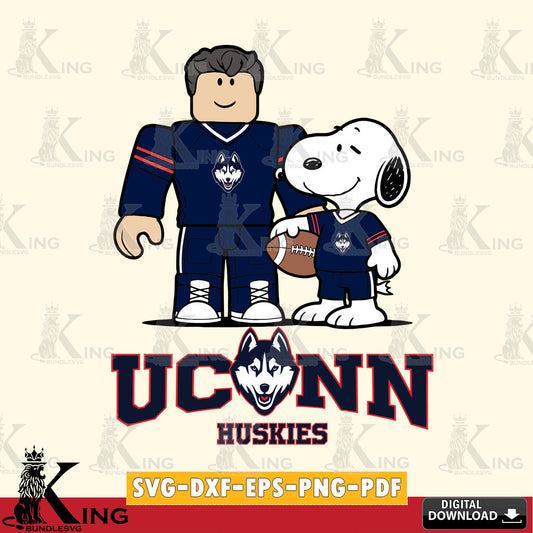 UConn Huskies Roblox & Snoopy Football SVG file , NCAA Cricut,  File cut , Digital Download , PDF File