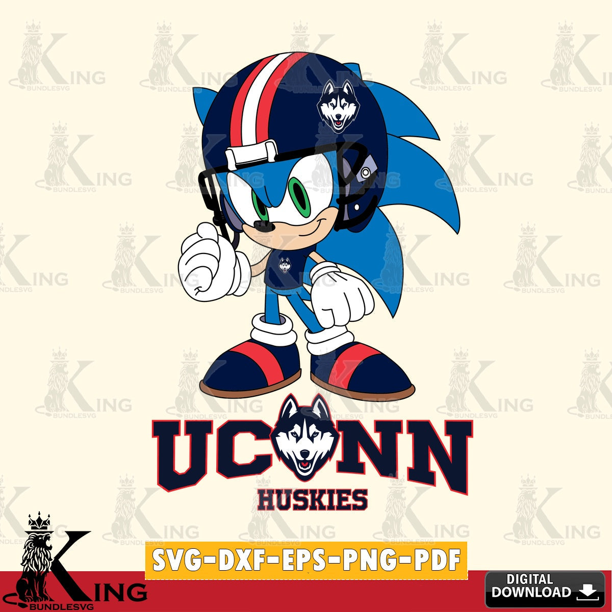 UConn Huskies Sonic Football Mascot SVG file, Vector , Digital Download , PDF File , Instant Download