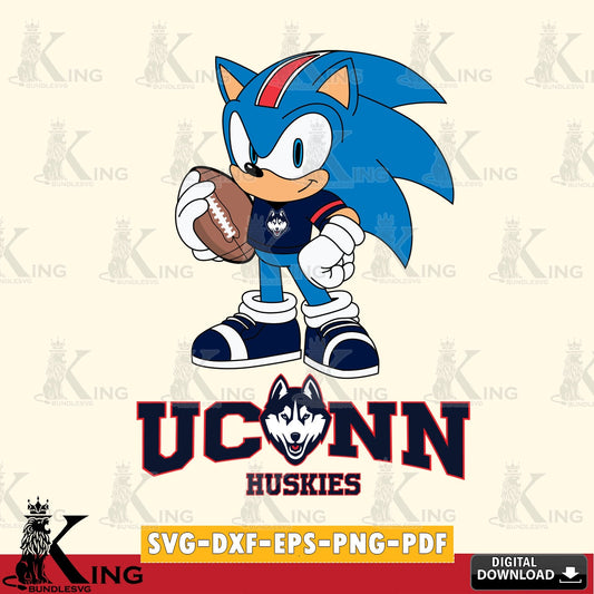 Hand-drawn style art of UConn Huskies Sonic Game Day Ready SVG cut file for personalized gifts and laser projects