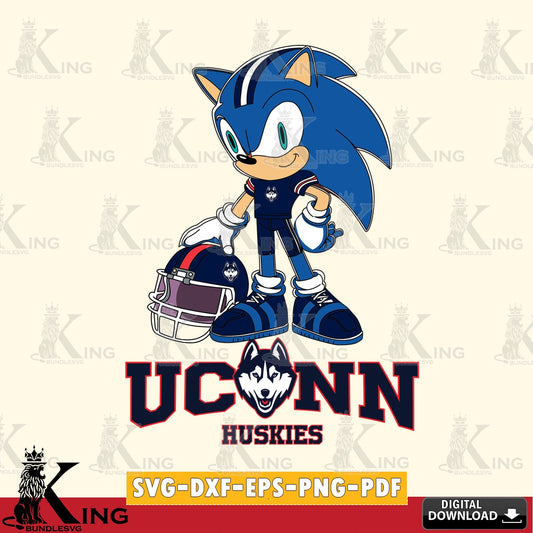 Vector design showing UConn Huskies sonic player football printable vector design for sublimation and crafts