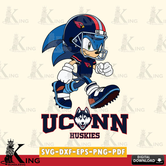 Stylish representation of UConn Huskies Sonic Ready Football vector art for engraving, cutting, and printing